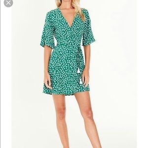 Faithfull the brand green Cleo wrap dress